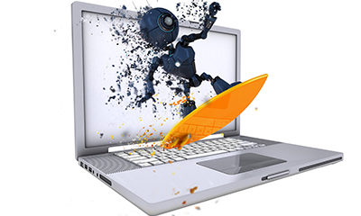 surfing a laptop keyboard