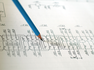 electrical schematic drawing with pencil