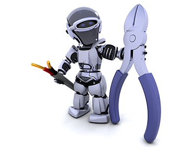 robot man with electrical pliers showing Electrical services for Buildings