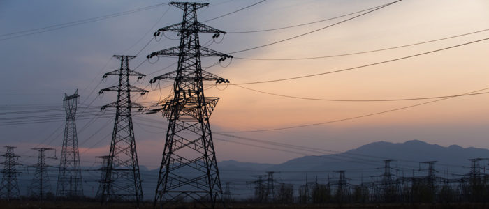 Power lines in the desert