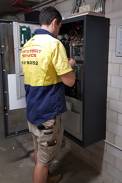 Forte Technician performing corrctive maintenance checks on Fire indication Panel